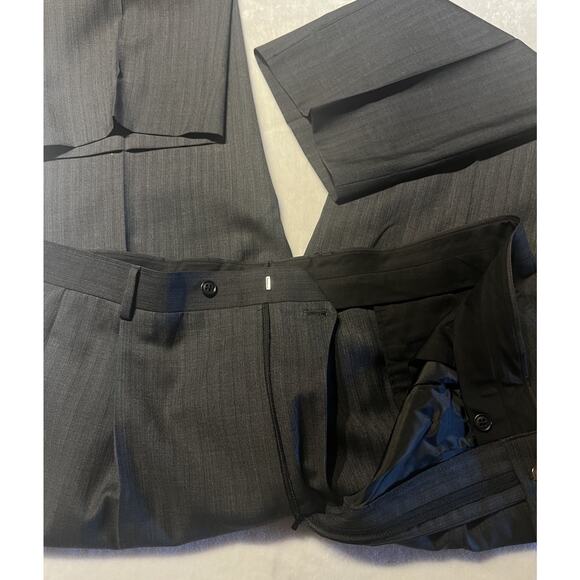 Versini Mens 46R 40x30 Gray Tan Stripe 2 Piece Suit - Picture 12 of 16